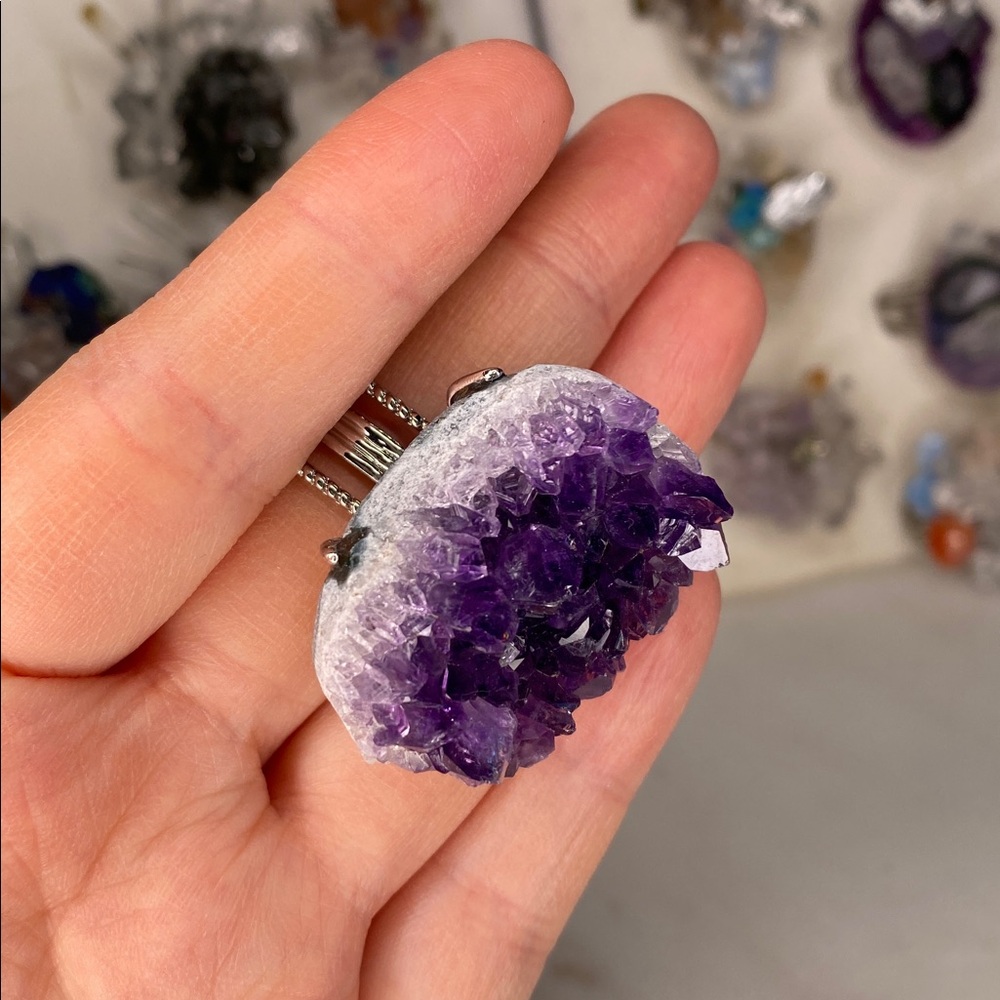 Purple Amethyst Geode Statement Ring - image 4